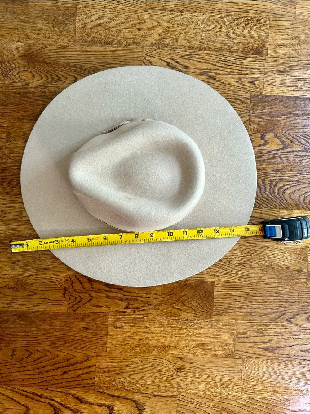 100% Wool Wide Brim Rancher Fedora Hat Beige One Size OS